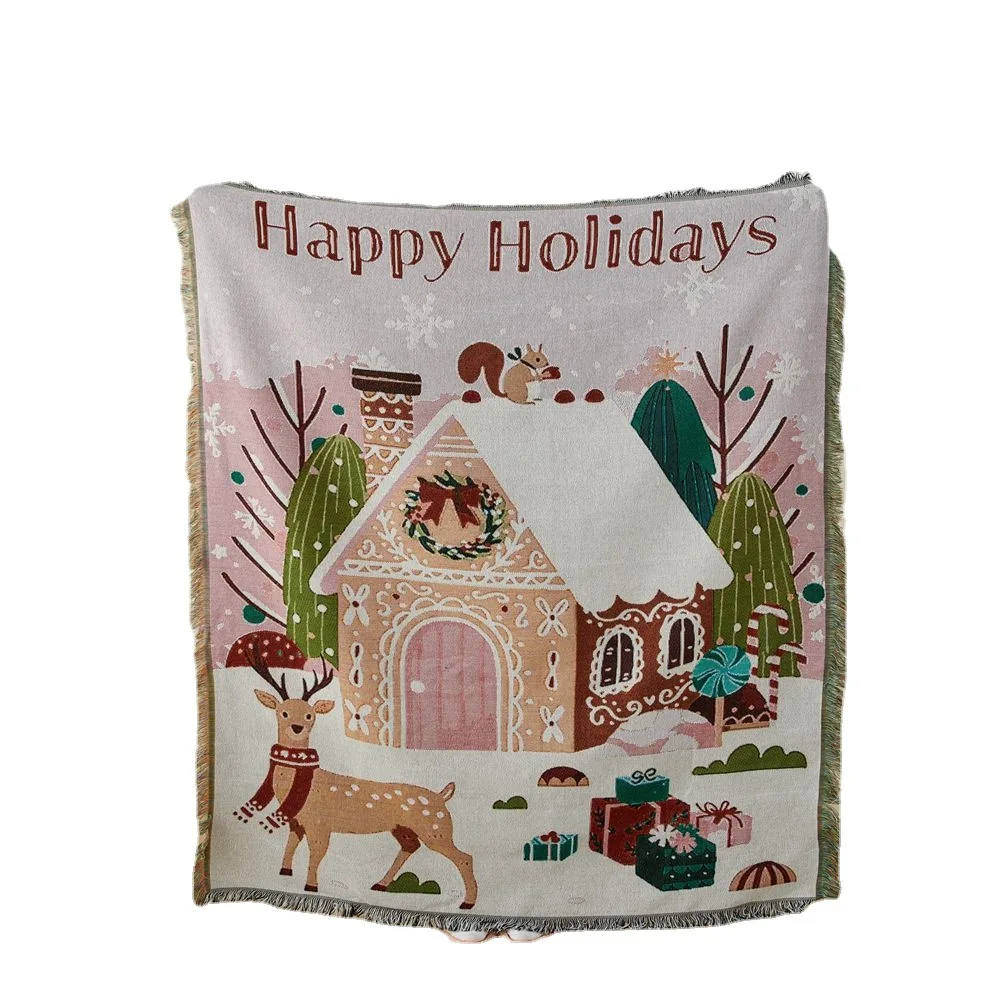 ורוד חג המולד שטיח מעובה סרוגים השמיכה של בעלי חיים חמודים ספה כרית מפת שולחן קומה כרית כיסוי חיצוני קמפינג