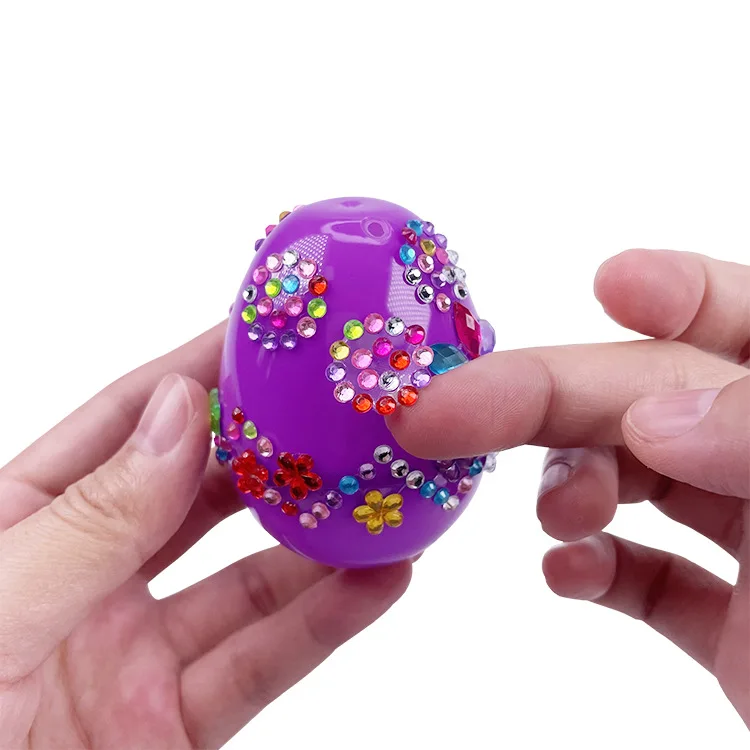 חם ורוד סגול הפסחא diy תכשיטים פתיחת ביצים דקורטיביים ורצוף מדבקות ילדים מצויירת טבעת ביצה סט צעצוע לנערות מתנה