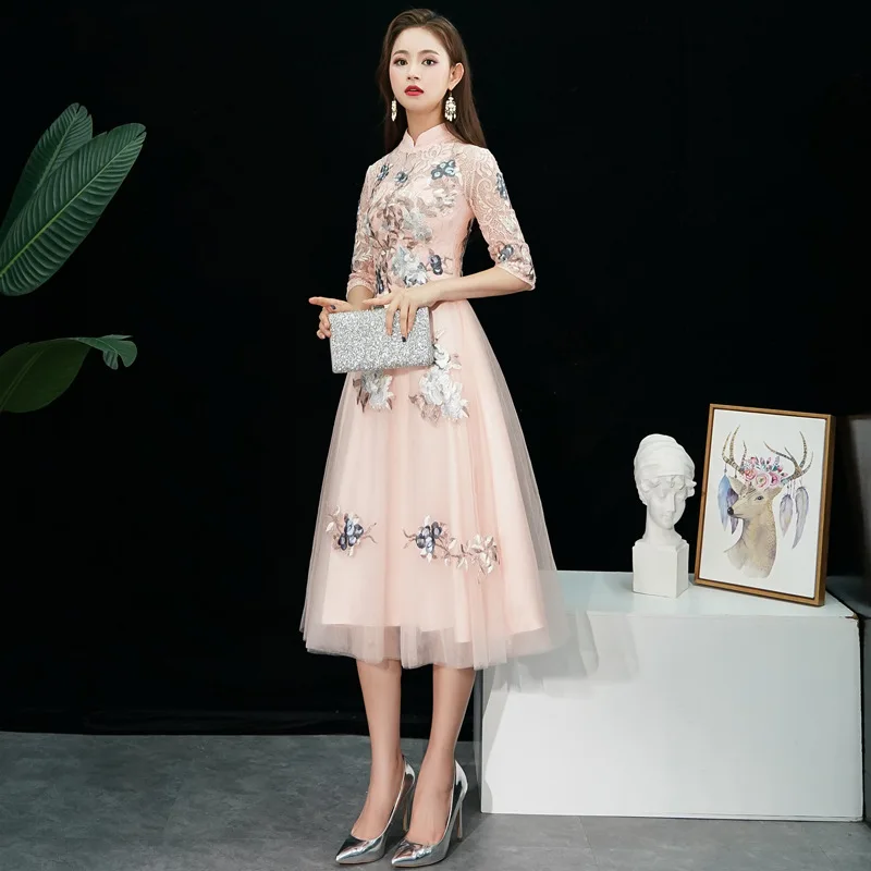 ליידי שמלת מסיבת מזרחי של נשים תחרה Cheongsam הסינית בסגנון אלגנטי זמן צ ' יפאו רזה סקסית חתונה שמלות הגעה חדשה