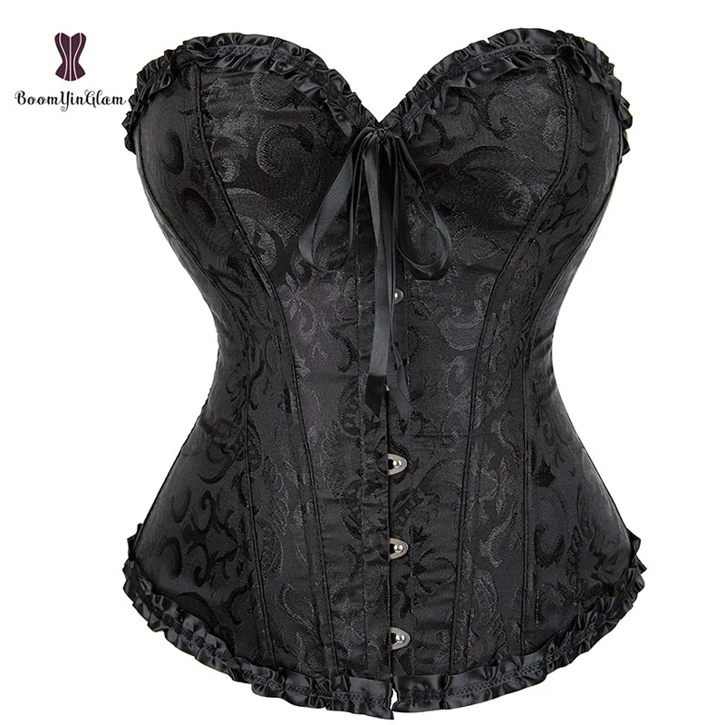 משלוח חינם עיצוב אופנה 8 צבעים בתוספת גודל קפלים corselet נשים מחוך overbust ויקטוריאני תחרה מחוך עצמות 810#