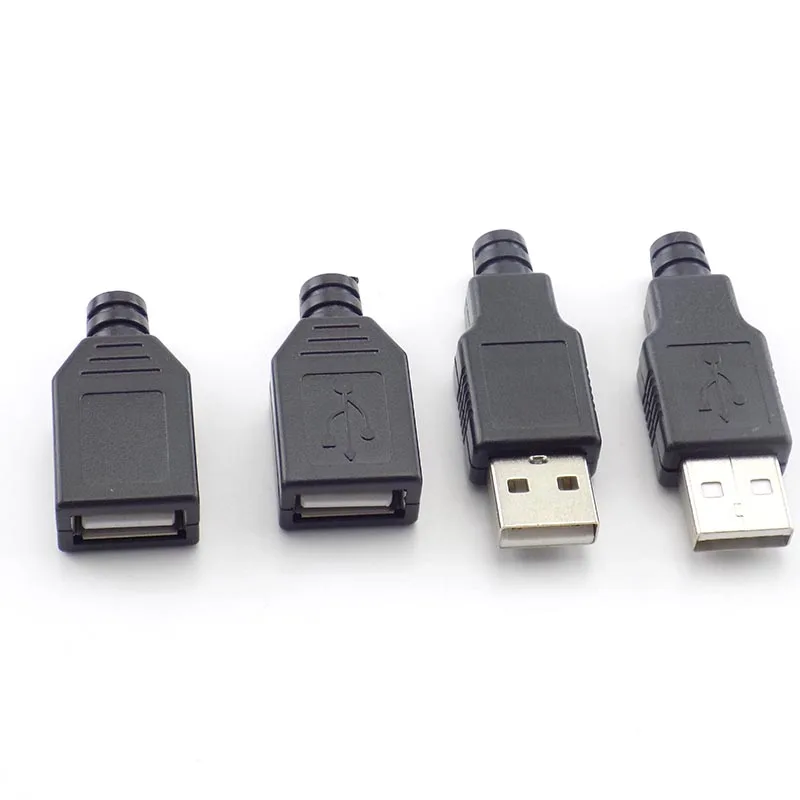 5Pair Micro USB מחבר זכר נקבה DIY USB 2.0 סוג מחברים טעינה שקע Micro-USB זנב שחור מכסה פלסטיק