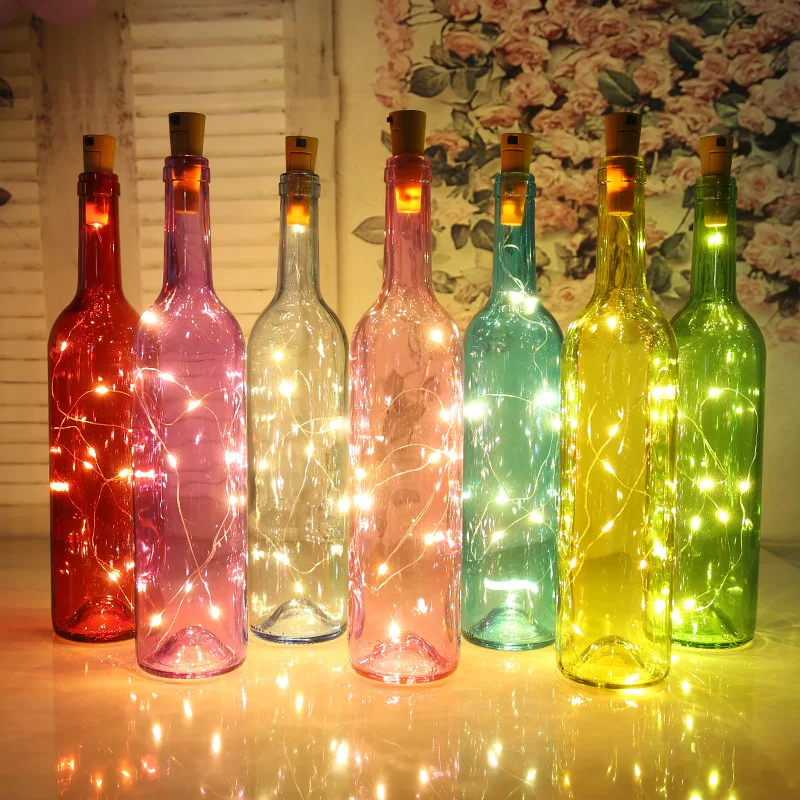 Fairy אורות בקבוק יין הפקק מחרוזת אור לויה חוטי נחושת חג המולד זר חתונה למסיבת החג חיצוני מקורה קישוט