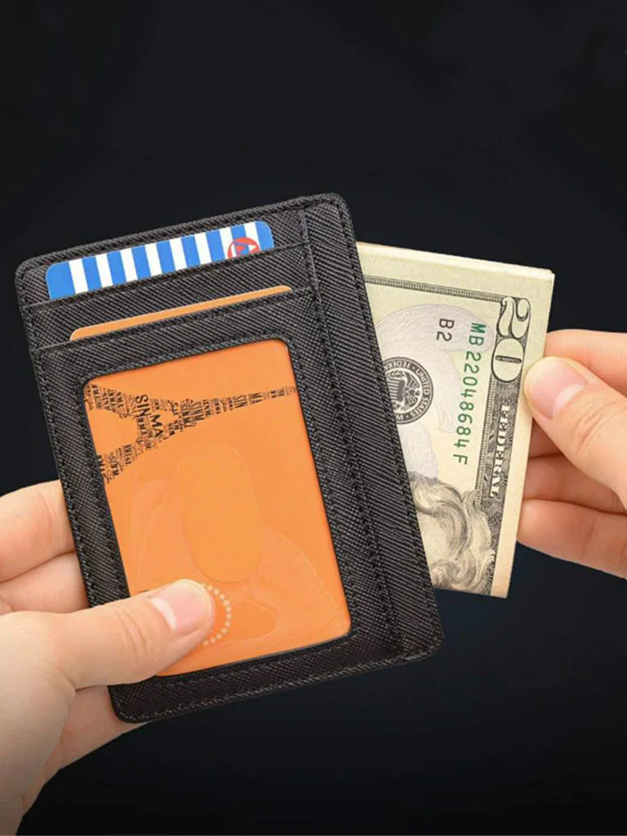 Gebwolf סלים RFID חסימת עור PU ארנק אשראי זהות בעל כרטיס ארנק כסף במקרה לגברים נשים
