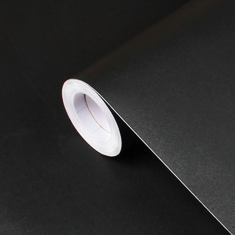 PVC הדבקה עצמית טפט דקורטיבי ויניל שחור מאט, נייר דבק עבור סלון ריהוט קיר ארונות מטבח קישוט