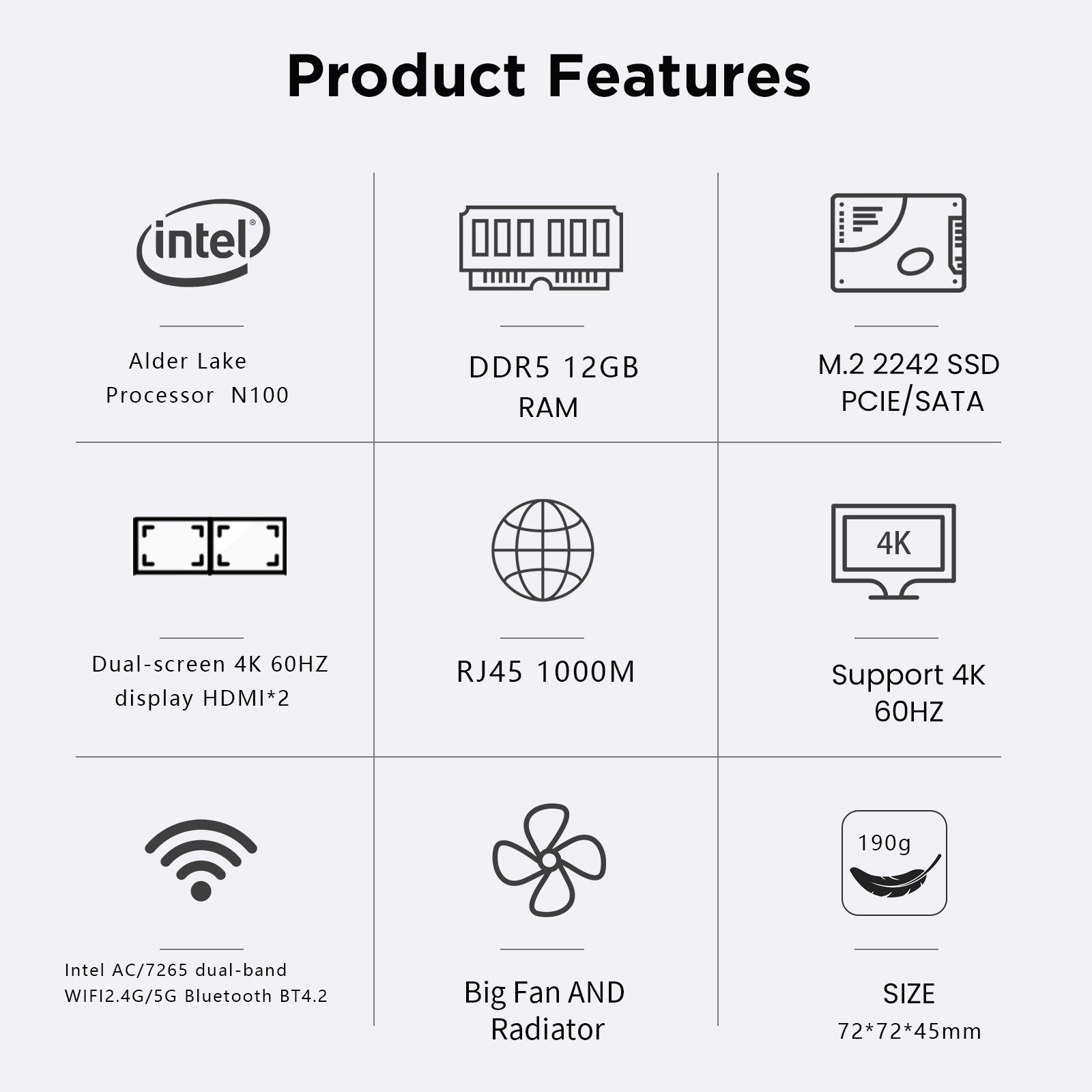 ZX01 פלוס Windows 11 Pro-12 Gen Intel אלמון לייק N100 Mini PC DDR5 12GB 256GB 1000M LAN WIFI5 BT4.2 שולחן מחשב למשחקים