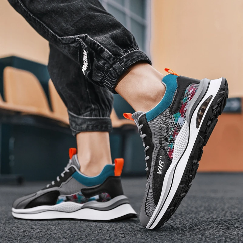 גברים פלטפורמת נעלי ריצה אוויר לנשימה ספורט מאמני נוער תלמיד הליכה נעלי ספורט מזדמנים בלעדי עבה גובה הגדלת 2023