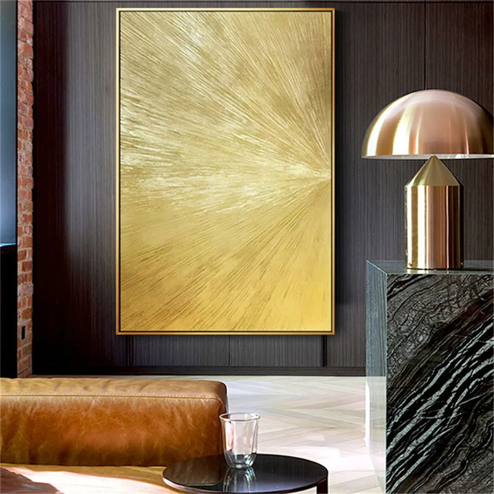 הקיר הגדול ציור שמן אנכי עבודת יד, אמנות מופשטת חיים עיצוב חדר ציורים זהב דקורטיבי Frameless אמנות ציור