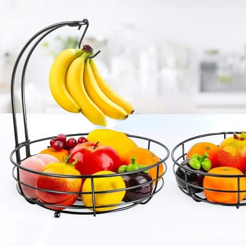 להסרה מתכת סלסלת פירות במטבח אחסון בשתי שכבות סל תיל לעמוד על חנות ירקות לחם מתלה עבור פירות וירקות