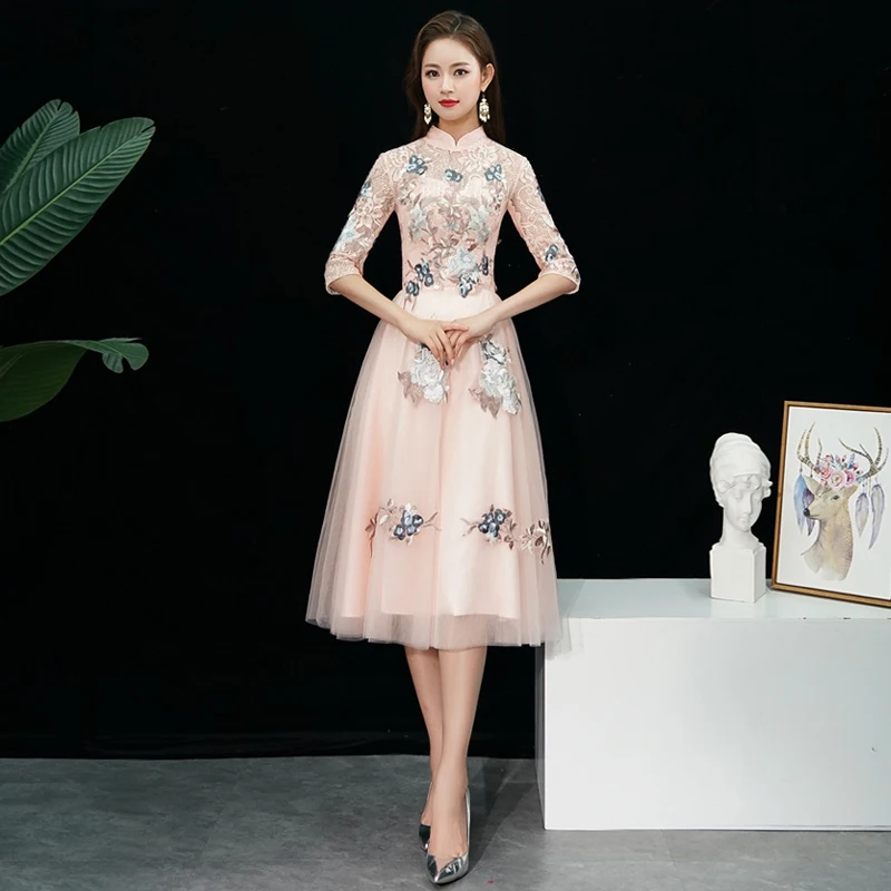 ליידי שמלת מסיבת מזרחי של נשים תחרה Cheongsam הסינית בסגנון אלגנטי זמן צ ' יפאו רזה סקסית חתונה שמלות הגעה חדשה