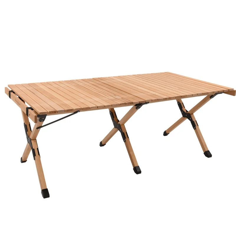 נוח לקמפינג שולחן עץ מלא חומר שולחן פיקניק מתקפל עיצוב חיצוני שולחן התקנה קלה פטיו ריהוט