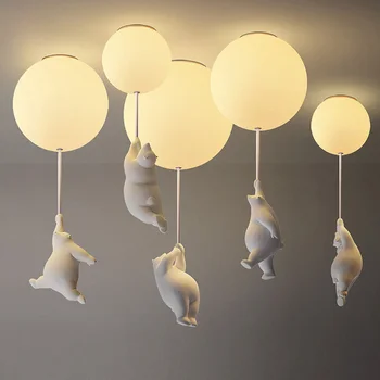 הנורדית המודרנית אישיות דוב מצוירת אקריליק ילדים יצירתיים חם במעבר מרפסת חדר השינה מנורת תקרה אורות דקורטיביים