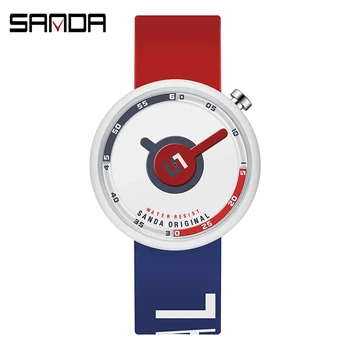 סאנדה שעון-יד בנות דקים אופנה מזדמן קוורץ שעונים אדום כחול סיליקון רצועה תלמיד שעון Montres פאטאל 1109