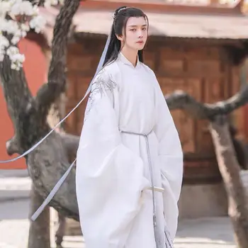 Yourqipao גברים Hanfu שושלת מינג הסינית העתיקה בגדים מסורתיים צוואר עגול החלוק עבור גברים ונשים Cosplay כמה החליפה