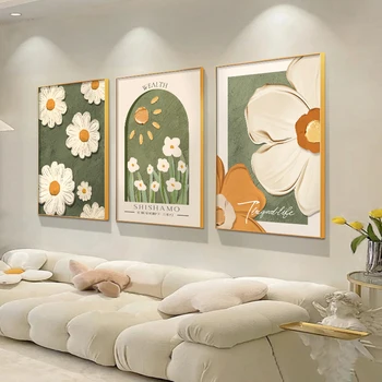 ציור דקורטיבי עם פרחים מרקם, חמאה רוח, משפחה חדר שינה, ציור פשוט, קטן טרי מסעדה, קיר אמנות