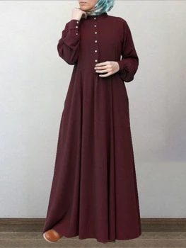 עיד דובאי נשים מוסלמיות Abaya שמלה מרוקאית Kaftan שרוול ארוך מוצק מקסי ארוכה Vestidos האסלאמית עיד מובארק שמלת קיץ החלוק 2022