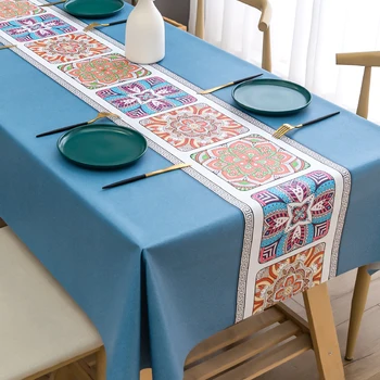 אתני סגנון האוכל לשולחן בד, בסגנון סיני שולחן קפה שטיח, שולחן מרובע מלבני