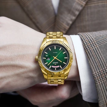 2022 Flued לוח יוקרה זהב קוורץ גברים שעונים רלו גבר עמיד למים שעונים לוח שנה תאריך עסקים שעון לגברים