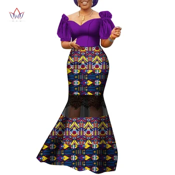 Bintarealwax הקיץ אפריקה שמלות לנשים 2023 דאשיקי מחוץ הכתף ארוכות Maxi שמלות אלגנטיות הגברת המפלגה בגדים WY8810