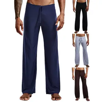 בקיץ מכנסיים מטענים מכנסיים גברים מוצק צבע נמוך המותניים אלסטי המותניים מגניב יוגה מכנסיים על ריצה.