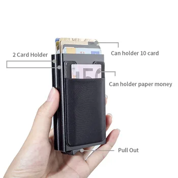 סגסוגת אלומיניום אנטי-degaussing כרטיס שקית כרטיס כפול תיבת הארנק RFID anti-theft מברשת רב-כרטיס multi-פונקציה נייד