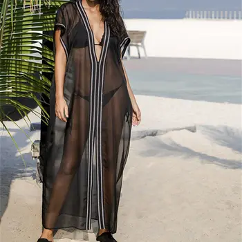 שיפון ארוך החוף לכסות נשים, שמלות חלוק דה פלאג ' Vestidos Playa ביקיני לחפות Pareos de Playa Mujer Beachwear