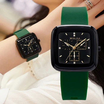 כיכר נשים שעוני יד נשים סיליקון שעוני היד 2023 עבור relogio feimino נקבה שעון העליון מותג יוקרה יצירתי חיוג