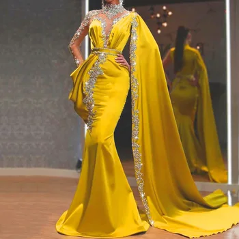 אלגנטי נשים שמלת מסיבת 2XL Luxry נשים סקסיות Squin מבריק מקסי חתונה שמלות ערב 2023 חדש בצד גלימה נשית הנשף Vestido