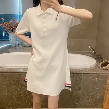 איכות גבוהה קוריאני אופנה אביב/קיץ חדשות סרוגים השמלה שחפת חזרה חגורה מרופד יחיד עם חזה קו החצאית