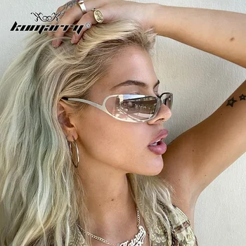 KUMARRY Y2k Steampunk משקפי שמש גברים/נשים משקפי שמש מעצב מותג משקפי שמש מתכת באיכות גבוהה עין ללבוש gafas דה סול UV400