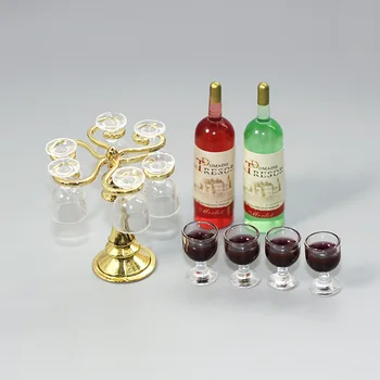 13PCS/סט מיניאטורי כוס יין היינות מודל בקנה מידה קישוטים הבובות גביע היין החליפה סימולציה של מודלים DIY עיצוב הבית מלאכת יד