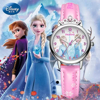 דיסני מקורי קפוא ⅱ אלסה הנסיכה 3D בנות קוורץ שעון זמן עם הילד ילד עור עמיד למים שעון יוקרה קריסטל כתר 54195
