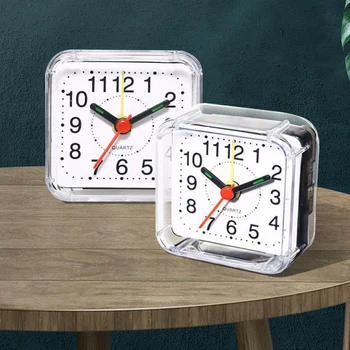 מיני מרובע קריסטל קוורץ שעון מעורר השעון המעורר מופעל על סוללה שולחן מרובע השינה שעונים על שינה לומדת עיצוב הבית