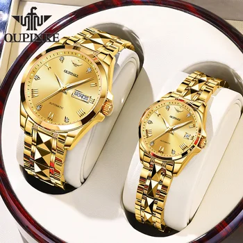 OUPINKE יוקרה אוטומטי כמה שעונים זוג גברים ונשים מכני ספיר שעון יד מותג האופנה אוהבי amant montres