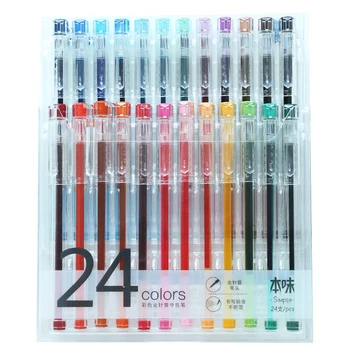 24PCS/Lot חדש Kawaii מים גיר צבע העט 24 צבעים שונים ג ' ל עט על מתנת חידוש מוצרי נייר