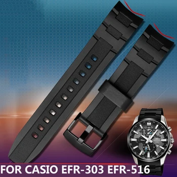 גומי סיליקון צמיד Casio סממן 5468 EFR-303/304 EFR-516PB EFR-516 שרף צפו רצועת רצועת שעון עמיד למים Bracelt