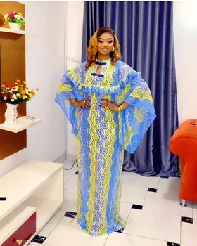 דאשיקי אפריקה שמלת מקסי עבור נשים חדשות אופנה אפריקאית חופשי רקמה שמלה ארוכה אפריקה בגדים אלגנטי תחרה שמלות