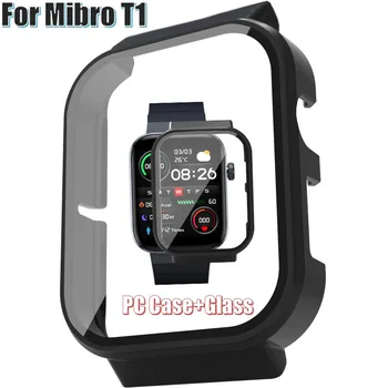 על MIBRO T1 לכסות עם מזג זכוכית סרט Smartwatch קשה קליפה 2023 Anti-scratch מקרה מגן+מגן מסך מתאים
