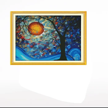 החלום עץ נוף קרוס-רקום הסלון, חדר השינה תלוי ציור, 11CT/14CT יד רקומה