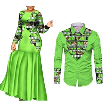 זוגות תואמים אפריקה בגדי נשים שמלה ארוכה וגברים החולצה של WYQ679