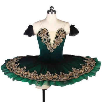 מותאמות אישית שנעשו ירוק כהה מקצועי בלט קלאסי מחול טוטו תחפושות למבוגרים בנות הופעת ריקוד עם קפלים חצאית שמלה