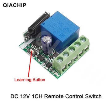QIACHIP DC 12V 1 CH שלט רחוק אלחוטי מתג ממסר מודול למידה קוד DC 12V RF Superheterodyne מקלט 1CH בקר