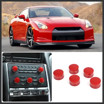עבור ניסאן GTR R35 2008-2016 סגסוגת אלומיניום מכונית אדומה מזגן ווליום כיסוי דקורטיבי הטבעת מדבקות אביזרי רכב