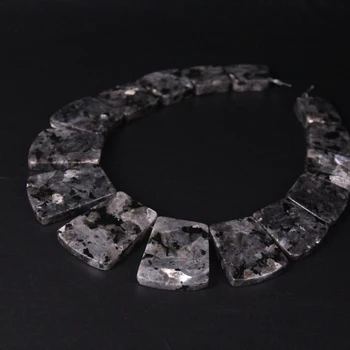 15pcs העליון קדח שחור Labradorite טרפז לוח סיים את שרשרת תליון,Spectrolite אבן חרוזים אופנתיים מתנות תכשיטים Mking