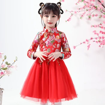 החורף בנות שמלת הנסיכה שמלת טוטו מסיבת חתונה שמלת תחפושת לילדים שמלות לנערות ילדים השנה הסינית החדשה בגדים