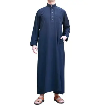 גברים הסעודית ערבית Thobe Jubba Dishdasha ארוך שרוול החלוק הרמדאן המוסלמי השמלה במזרח התיכון האסלאמי בגדים חדשים.