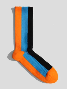 עיצוב מקורי על ידי סוקס&CO. שחור כחול, צבע כתום לחסום כותנה גרבי ספורט אופנתי בנים גרביים עם מגבת בתחתית