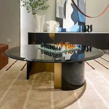 מרכז שולחן אפור עיצוב זכוכית שולחן העבודה פשוט נירוסטה בסיס יוקרה סיבוב קפה Mueblesa הרהיטים בסלון WXH50XP
