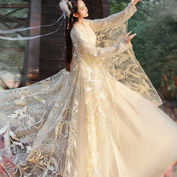 2023 סינית מסורתית אתני Hanfu נשים העתיק של שמלת קיץ שמלת תחרה רקמת שמלת נסיכת שמלה עבור נשים קוספליי