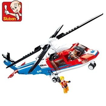 SLUBAN S76D הימי חילוץ כלי טיס מסוק אבני הבניין סטים ערכת DIY לבנים בנייה צעצועים חינוכיים לילדים
