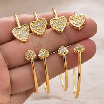 4Pcs/lot דובאי צרפת יוקרה נקבה אבן זירקון אופנה מתכווננת צמידים לנשים בצורת לב צמידי צמיד חתונה